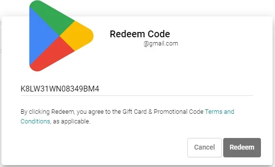 Free Redeem Code Google Play: Rs. 100, 400, 600, 800, 1000