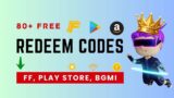 80+ Free Redeem Code for Amazon, Google Play, Free Fire, BGMI